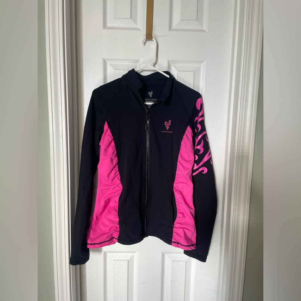 Younique Black and Pink Zip-Up Athletic Jacket